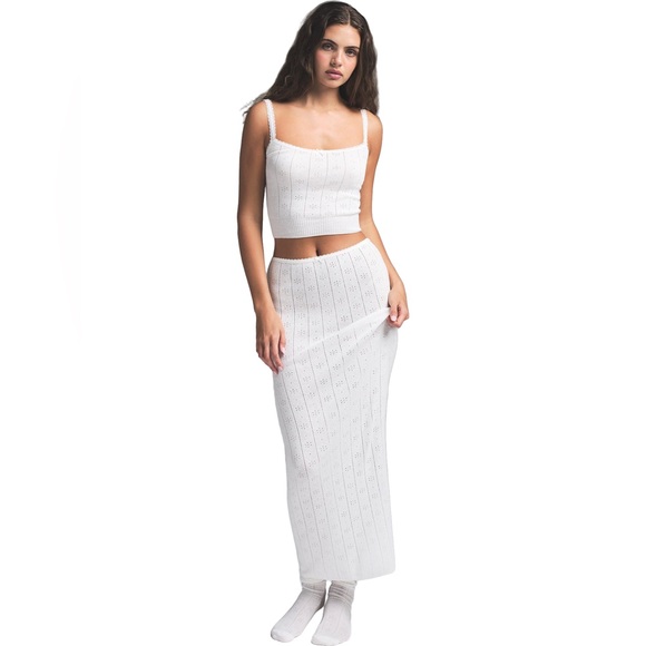 SKIMS Dresses & Skirts - SKIMS Pointelle Cream Ribbed Maxi Skirt
